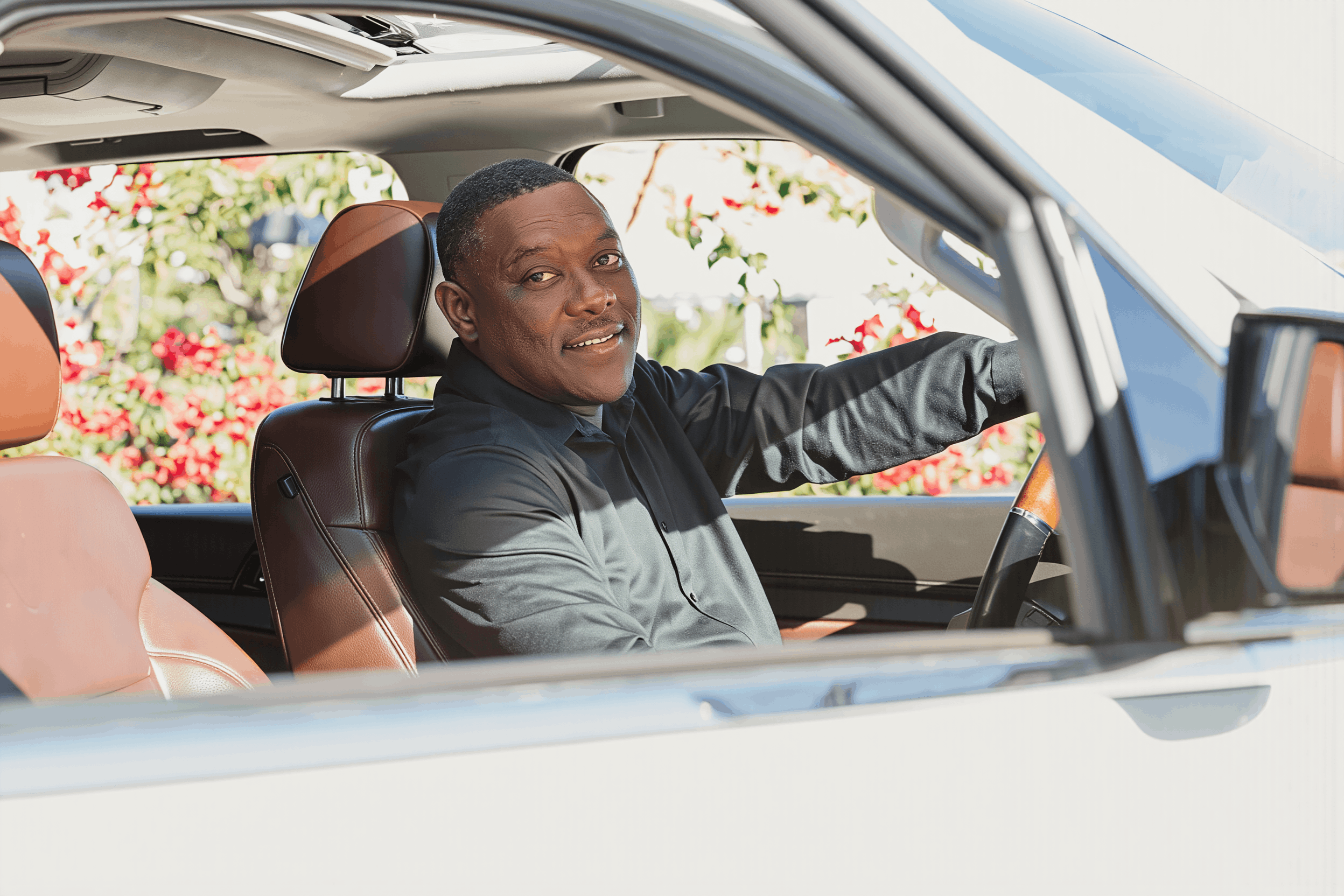 Secure Taxi driver ready to welcome guests